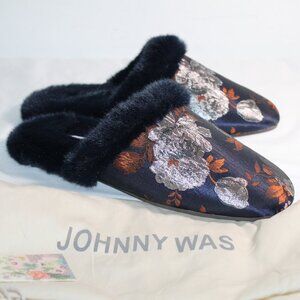 NEW Johnny Was Biya JWLA 3J Workshop Jaquard Mule Slippers Faux Fur 9